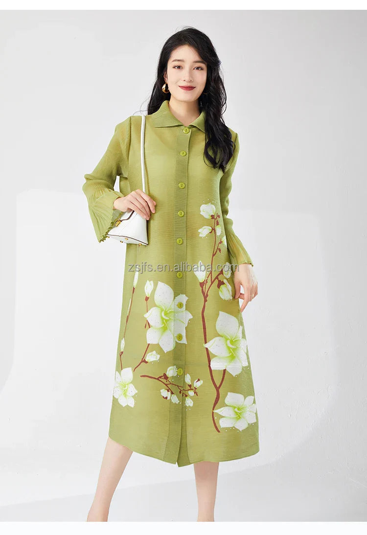 Elegant Pleated Loose Maxi Dress