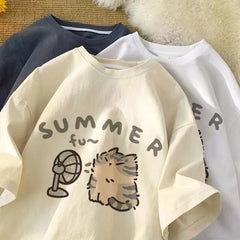 Minimalist Cat Print Casual Tee