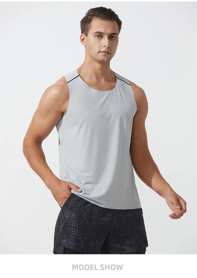 Men's Fitness Tank Top Summer Gym Clothing Bodybuilding Muscle Vest Sleeveless Shirt O Neck Breathable Quick Dry Workout Tops