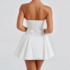 Strapless Bow A-Line Mini Dress