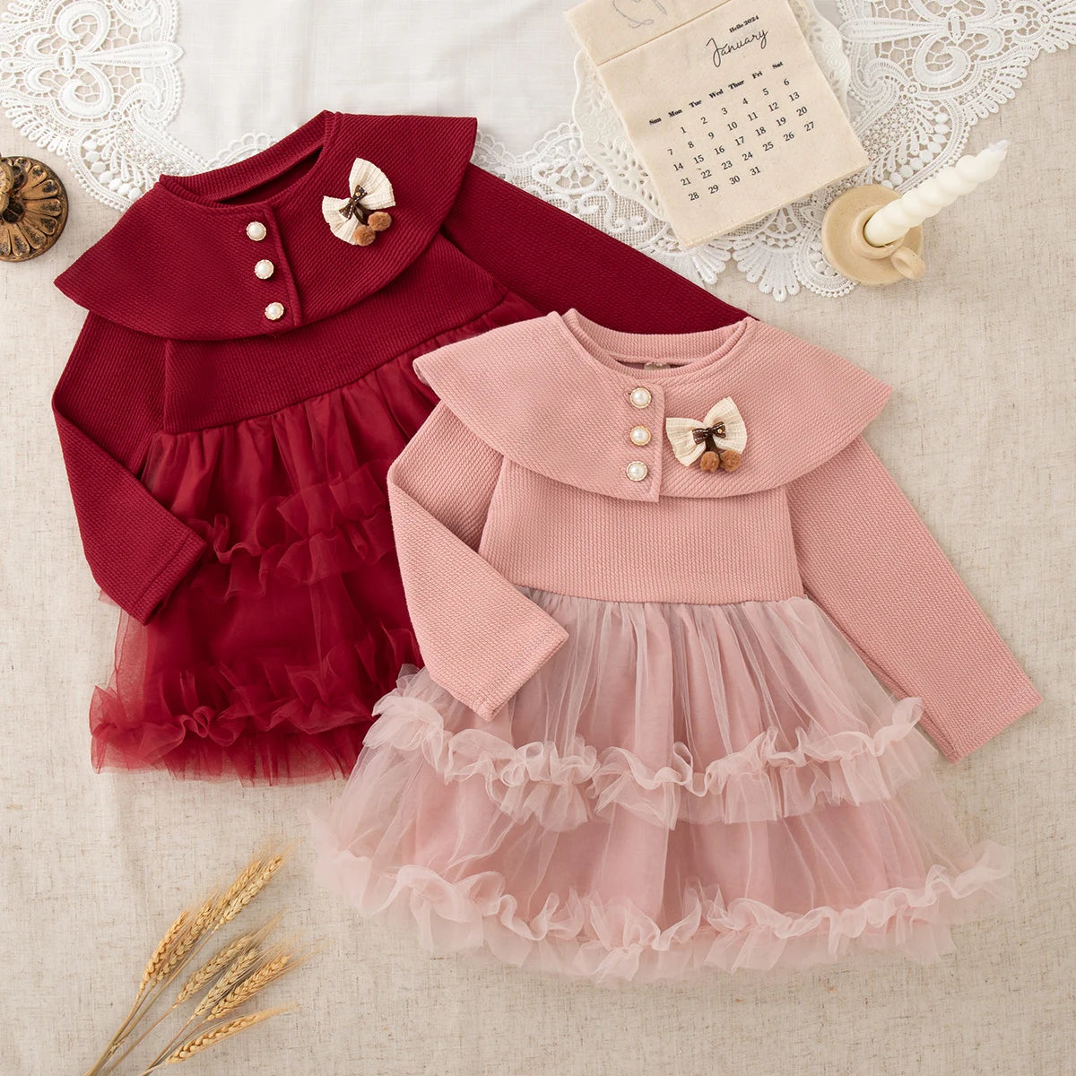 Bow Tulle Flower Baby Dress
