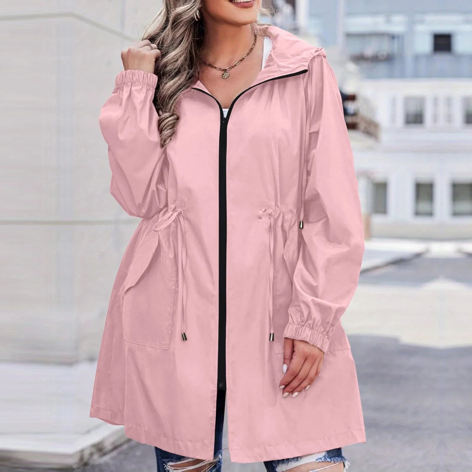 Women Trench Coat New Spring Autumn Jacket Casual Long Sleeve Hooded Mid Long Windbreaker Female Overcoat High-Quality Coats