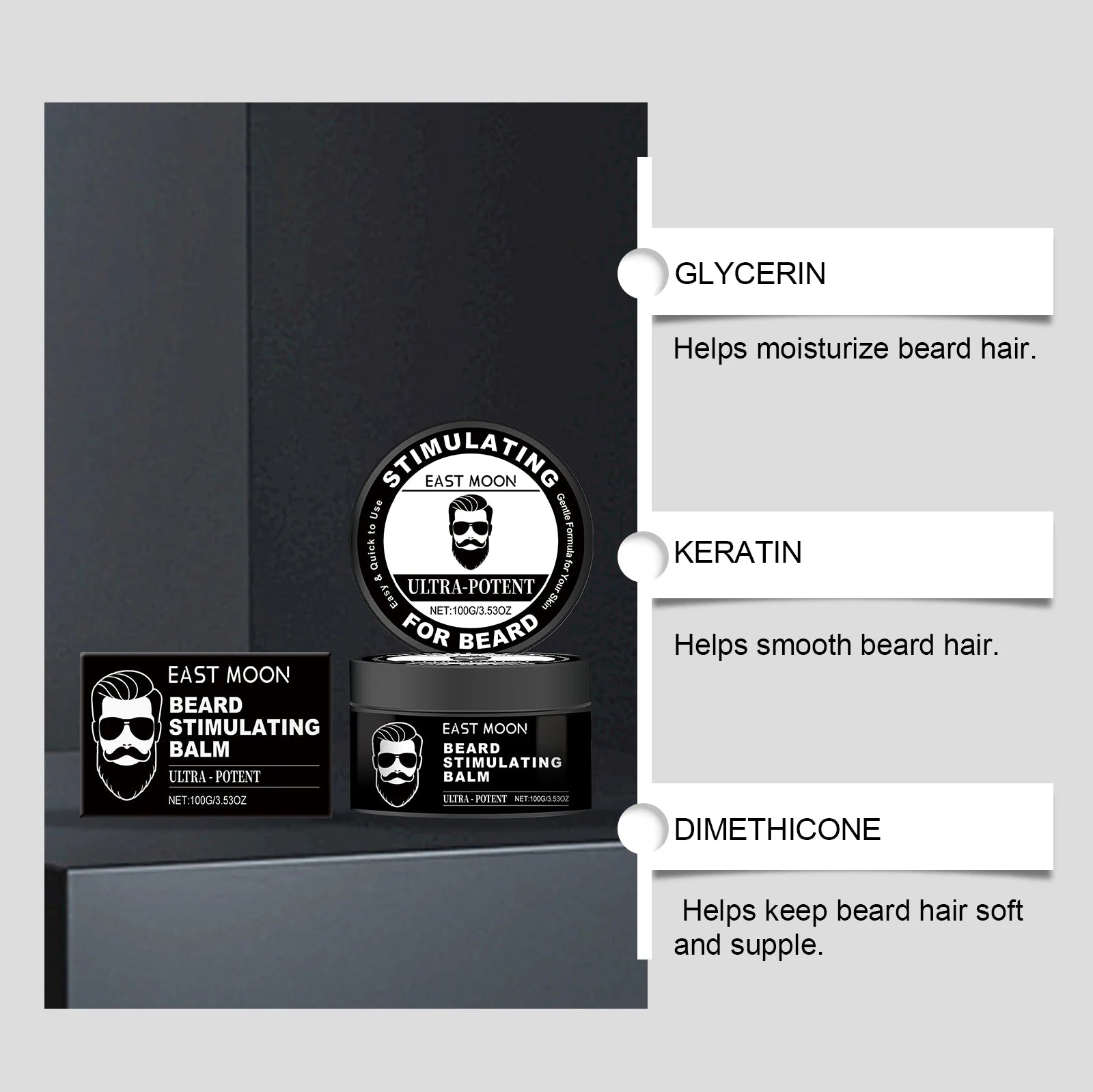 Men's Beard Care Balm – Softens Beards, Deep Nourishment, Soothes Redness, Non-Irritating, Suitable for Sensitive Skin