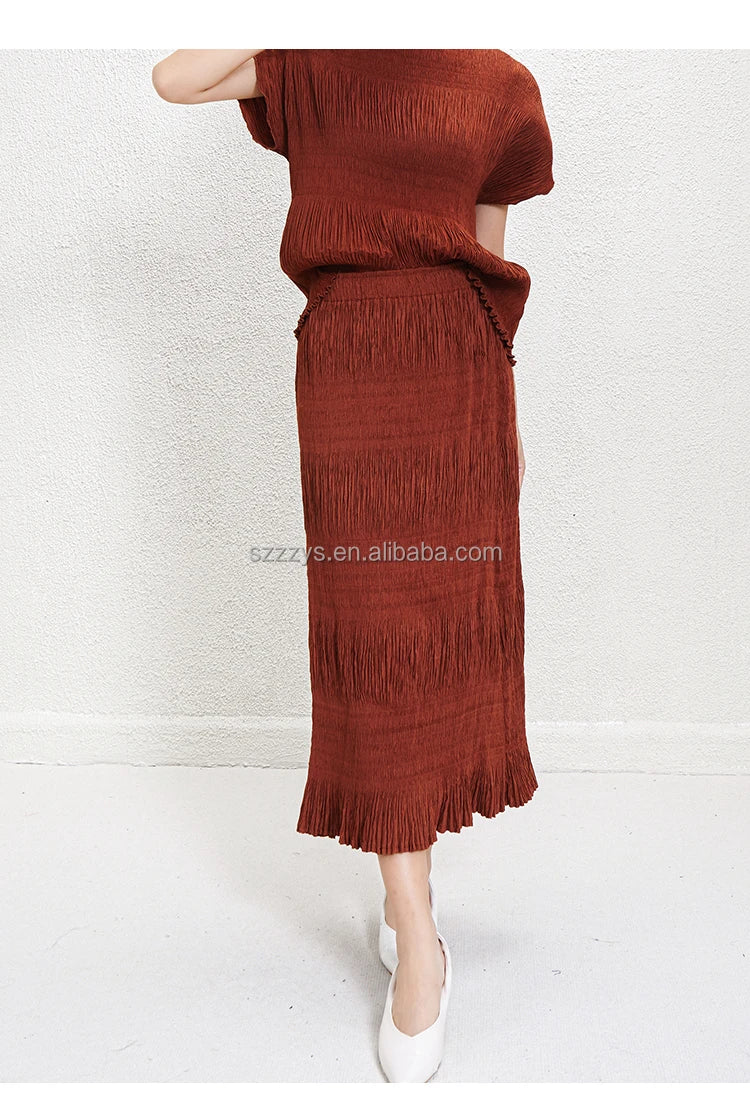 Flowy Pleated Chiffon Maxi Skirt
