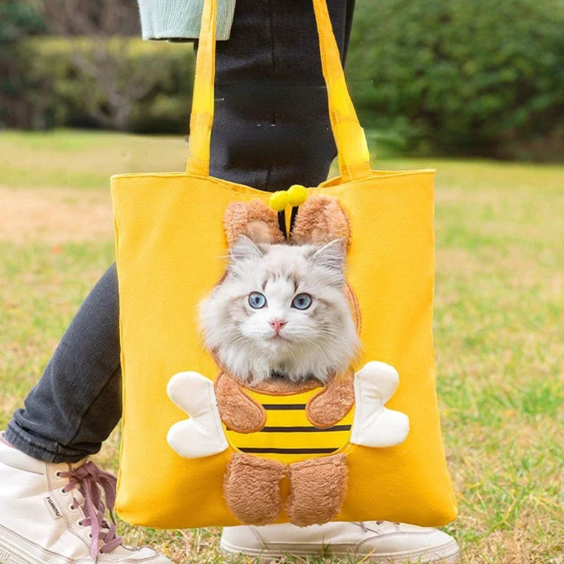 Pet Canvas travel Bag  Shoulder outdoor carrier Bag Cats and Dogs Tote Bag Small Pet Carrier Bag Fashionable Breathable