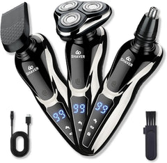 Rechargeable Electric Shaver for Men All in One Trimmer Set with Nose Trimmer Sideburns Trimmer Face Cleaning Brush