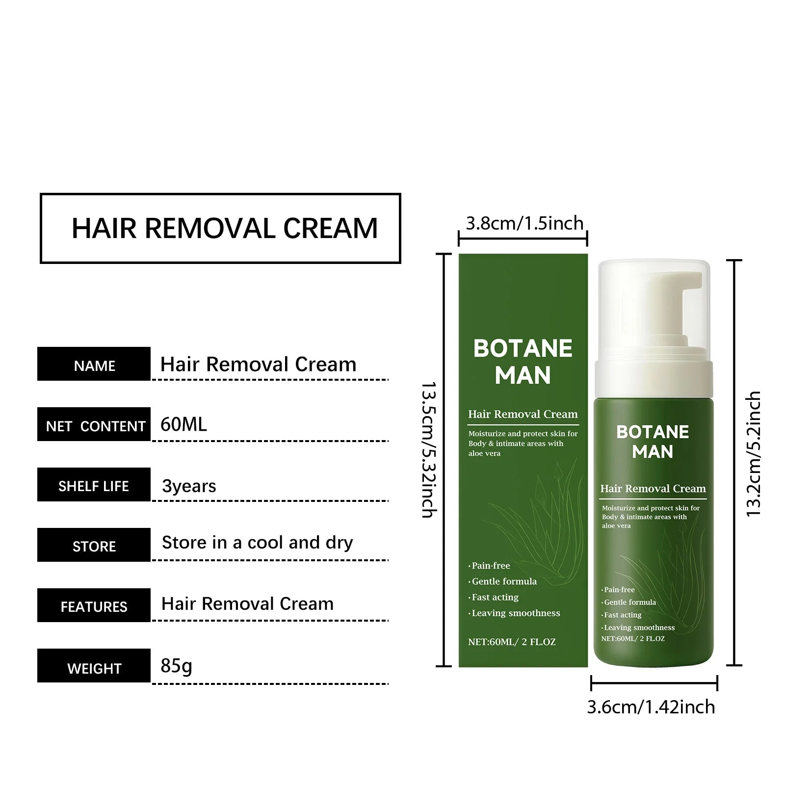 Man Hair Removal Cream Moisturizing Removing Hair & Smoothing Skin Pain-Free Long-Lasting Protection Gentle Hair Removal Mousse