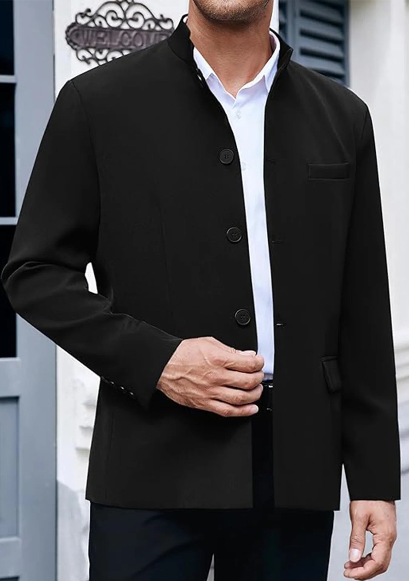 Men’s Lightweight Stand-Collar Casual Blazer