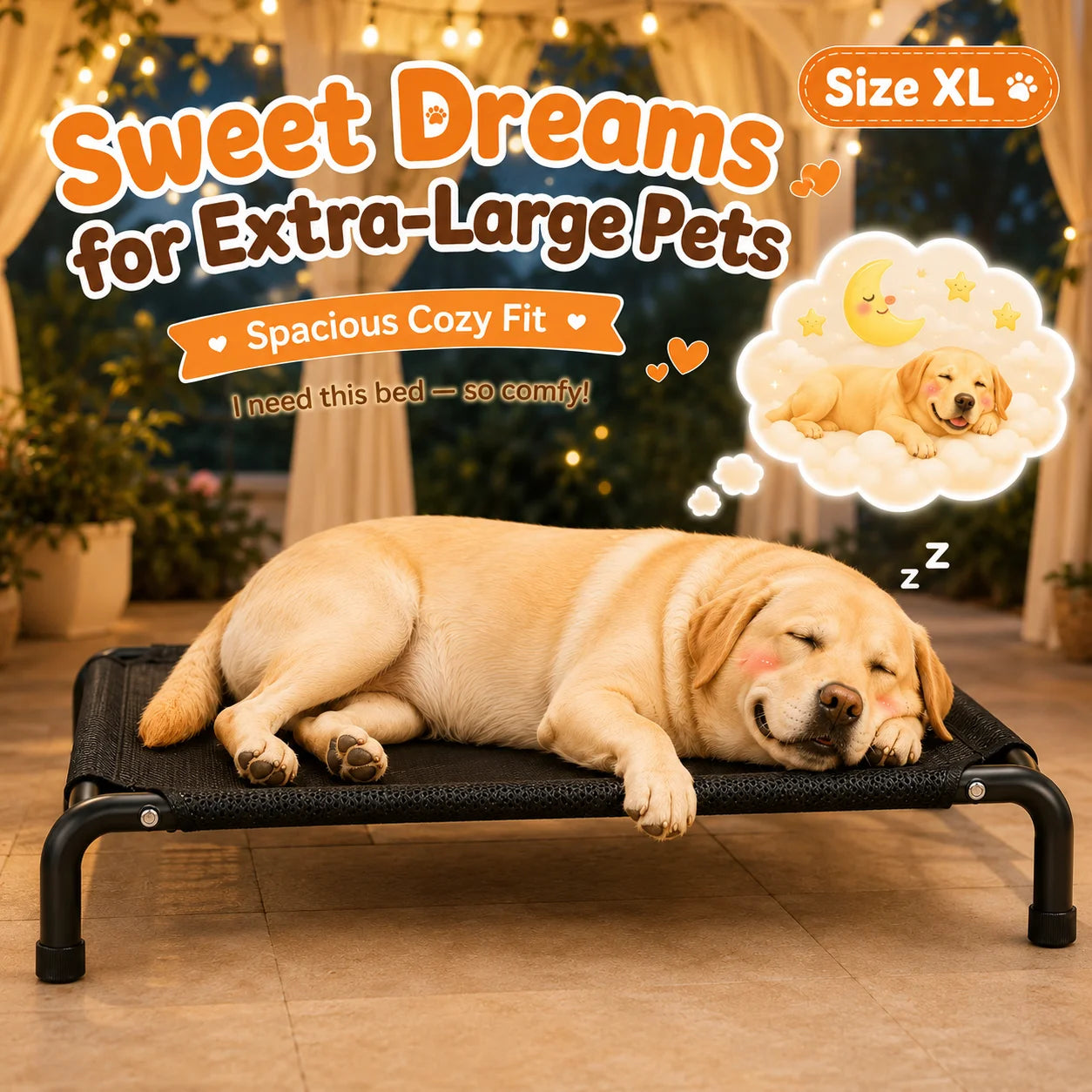 Elevated Pet Bed for Dogs, Washable Dog Bed for Small, Medium, Large & XL Puppies, Breathable Mesh Dog Bed