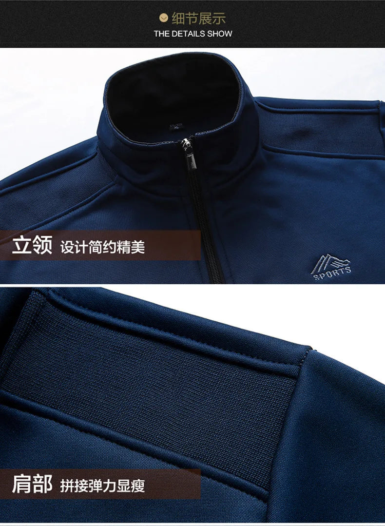 Tracksuits Men Polyester Sweatshirt Sporting Fleece 2026 Gyms Spring Jacket + Pants Casual Men's Track Suit Sportswear Fitness