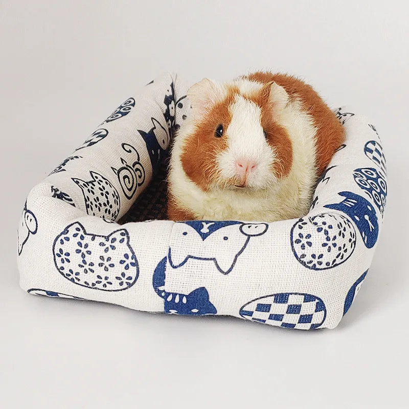 Pet Sleep Bed Rectangle Mat with Rattan Cooling Pad for Small Animals Dogs Cats Rabbit Guinea Pig Hamster Squirrel All Seasons