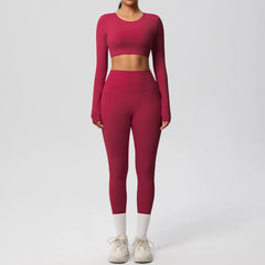 Yoga Gym Set Women Sports Impact Longline Strappy Top Fitness Overalls Sets Womens 2 Piece Sportswear Woman Gym Leggings Solid