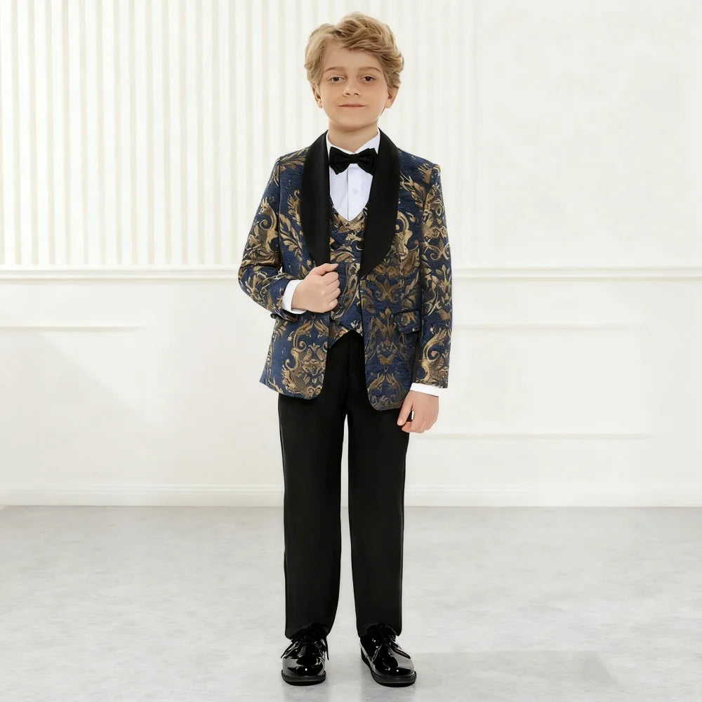 Navy Floral Boys Formal Suit