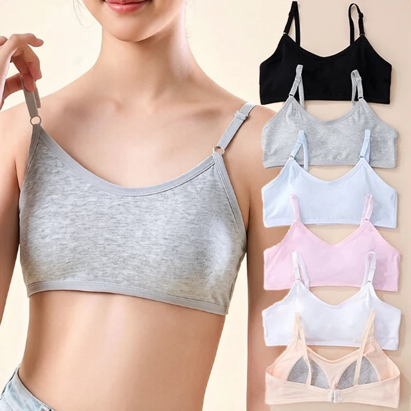 Cotton Sports Training Bras Casual Back Buckle Teenage Lingerie No Steel Rings Sports Bra Elastic Breathable Student Underwear