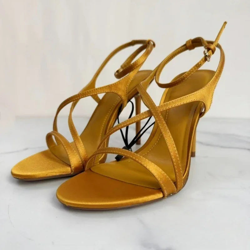 Super High Heels Women Party Shoes Elegant Open Toe Fashion Design Cross Strap Banquet Stiletto Bridal Luxury Modern Sandals