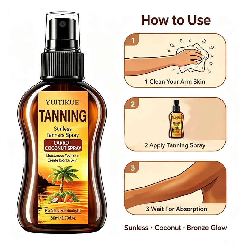 Portable Hydrating Self Tanning Mist Lightweight Fast Absorb Body Spray Create Soft Bronze Complexion For All Skin Tones