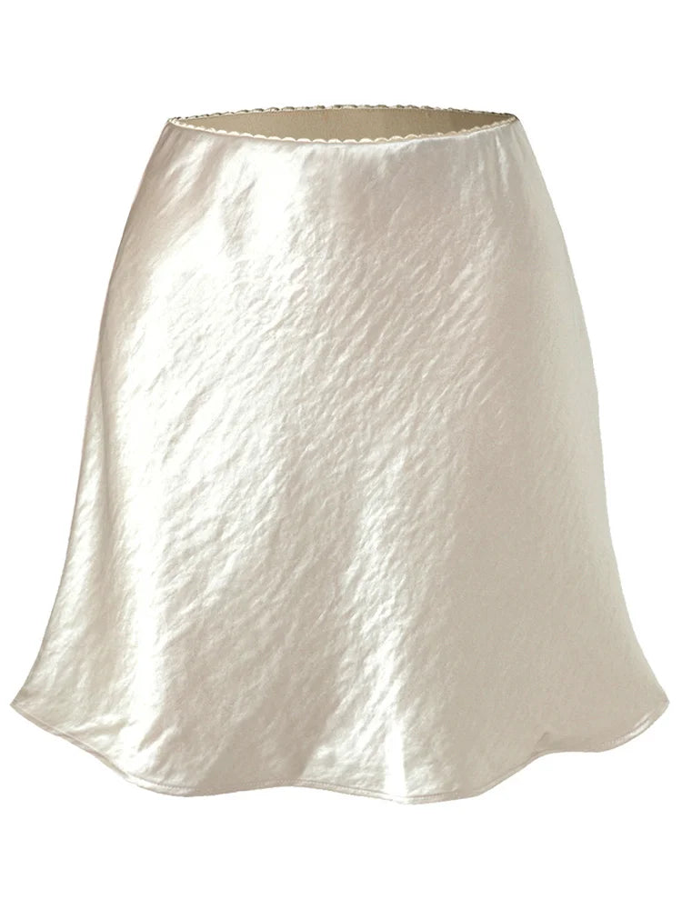 Satin A-Line Office Mini Skirt
