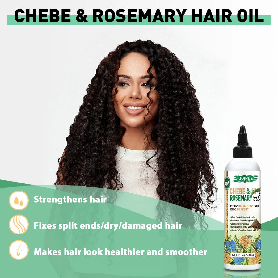 Hair Care 5pcs Rosemary & Chebe Oil Men and Women Dry Frizzy Hair Moisturize Nourish Products Chebe Butter & Powder with Serum