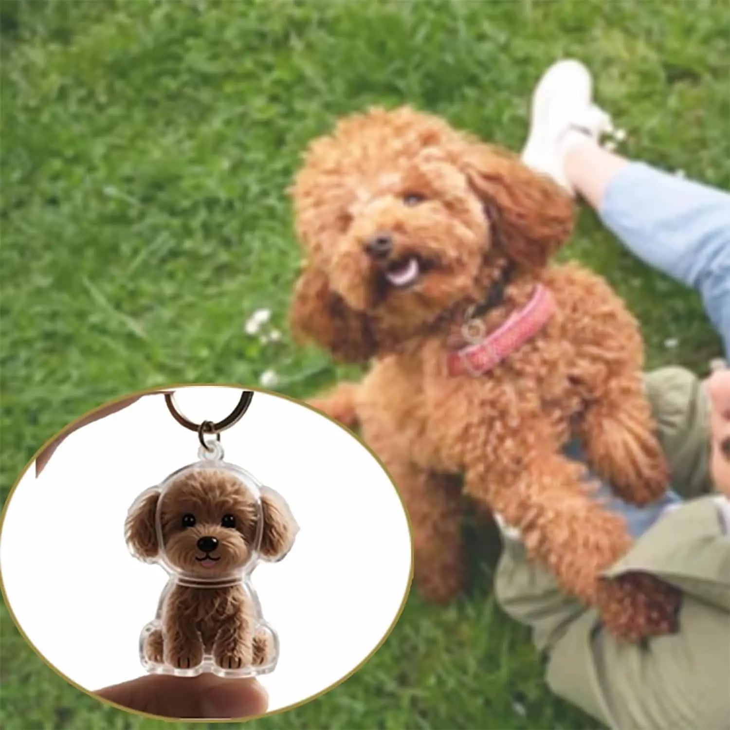 Transparent Cute Dog Pendant Keychain Creative Pet Hair Storage Capsule Hanging Ornament for Pet Lover DIY Pet Memorial Keychain