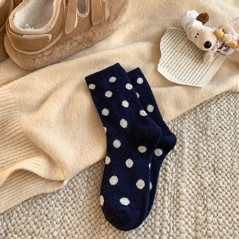 Polka Velvet Winter Socks