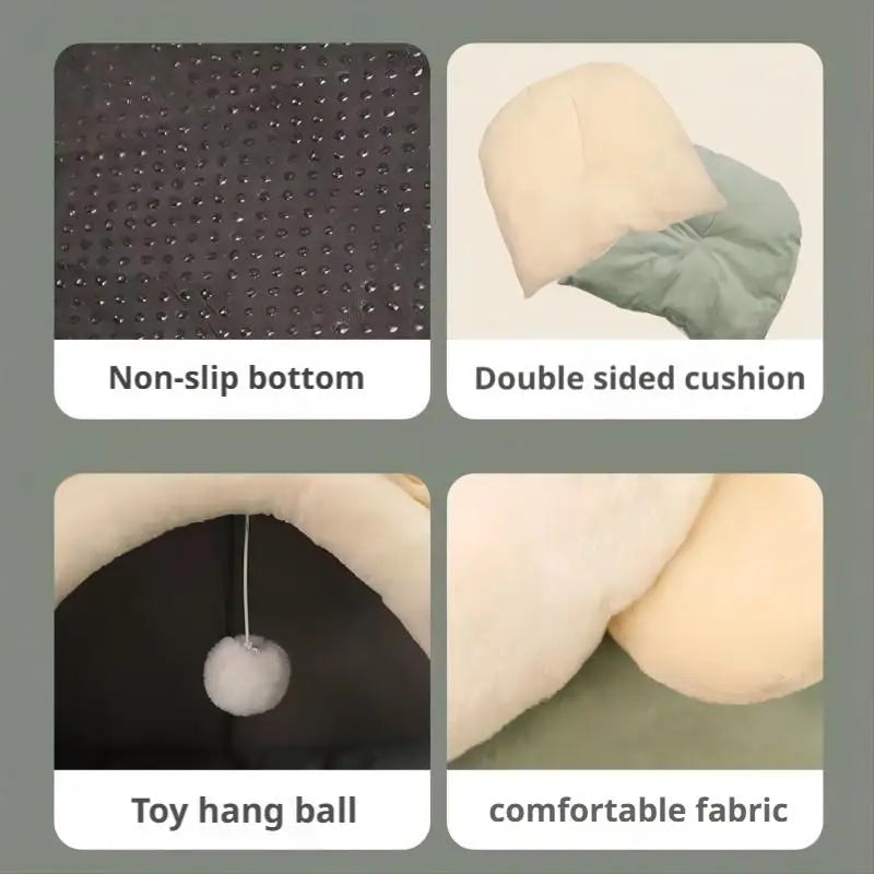 Pet Tent Cave Bed for Cats Small Dogs Self-Warming Cat Tent Bed Cat Hut Comfortable Pet Sleeping Bed Foldable Removable Washable