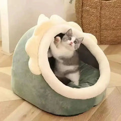 Pet Tent Cave Bed for Cats Small Dogs Self-Warming Cat Tent Bed Cat Hut Comfortable Pet Sleeping Bed Foldable Removable Washable