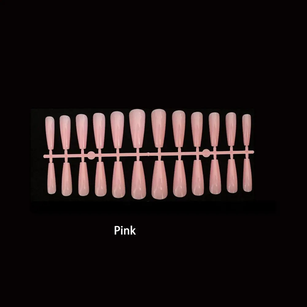 False Nail Full Cover Fake Nail Pink Glitter Wearable French Short Nails Square Head False Nail Press On Nails Manicure Tool