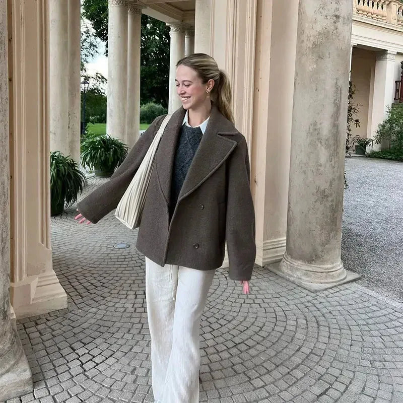 Double Breasted Wool Blazer Coat