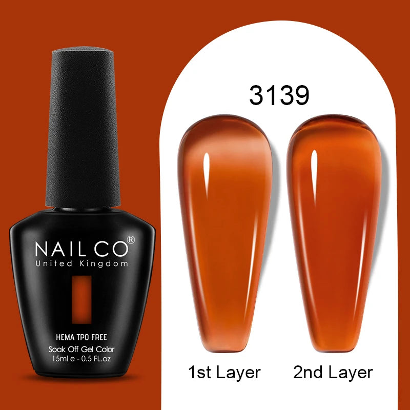 NAILCO 15ml Colorful Jelly Gel Nail Polish Gorgeous Color HEMA TPO FREE Soak Off UV LED Semi Permanent Long Wear Gel Varnish
