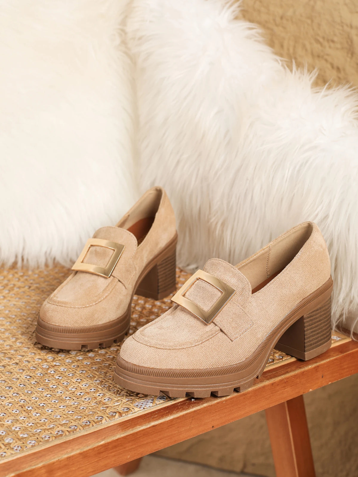 Women Retro Thick Sole Mary Jane Pumps