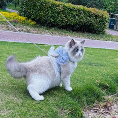 Pet Accessories Princess Style Cat Harness Leash Adjustable Nylon Cat Vest Breathable with Bowknot Pet Chest Strap For Cats Dogs
