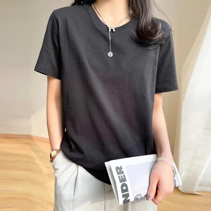 Loose Cotton Summer Tee Women