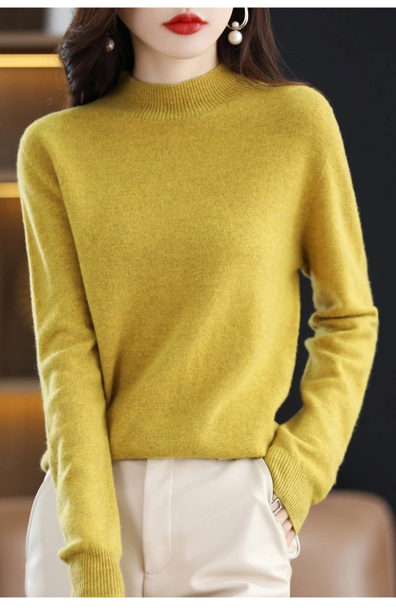 Merino Wool Mock Neck Pullover