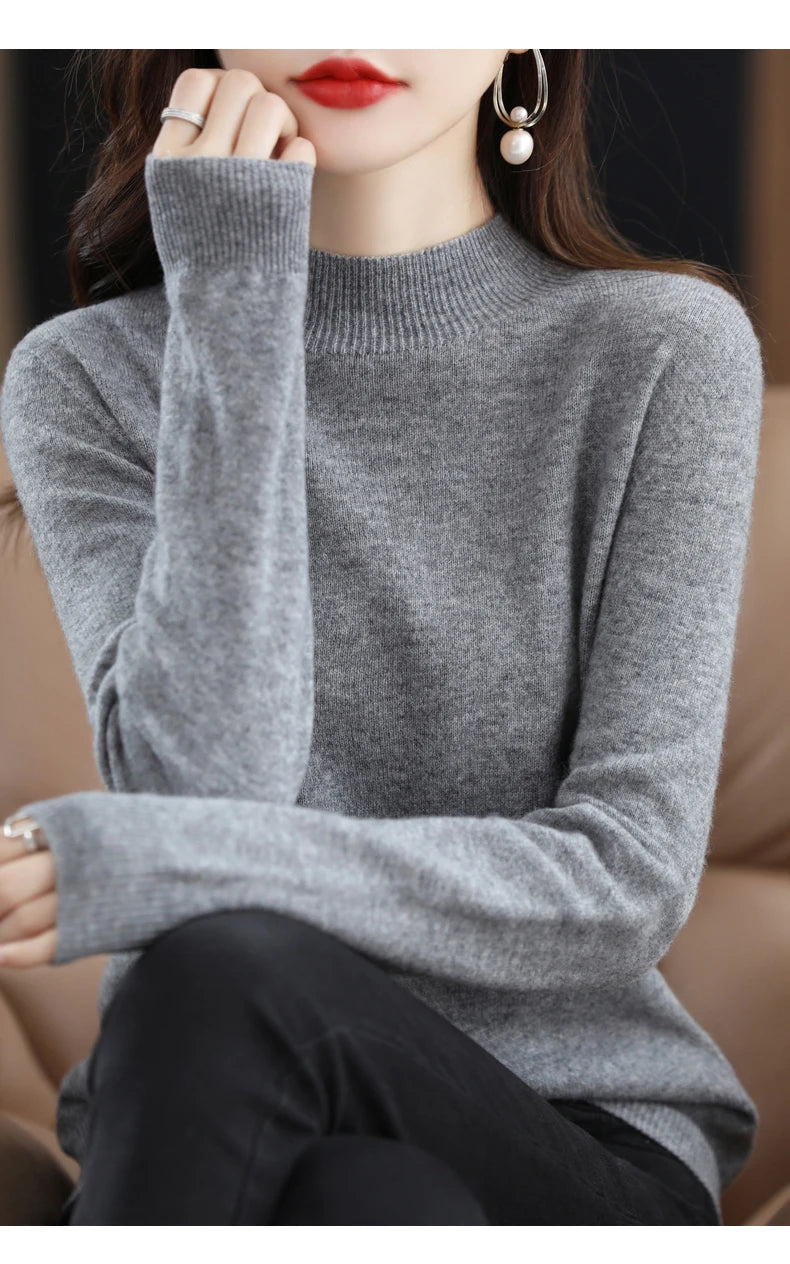 Merino Wool Mock Neck Pullover