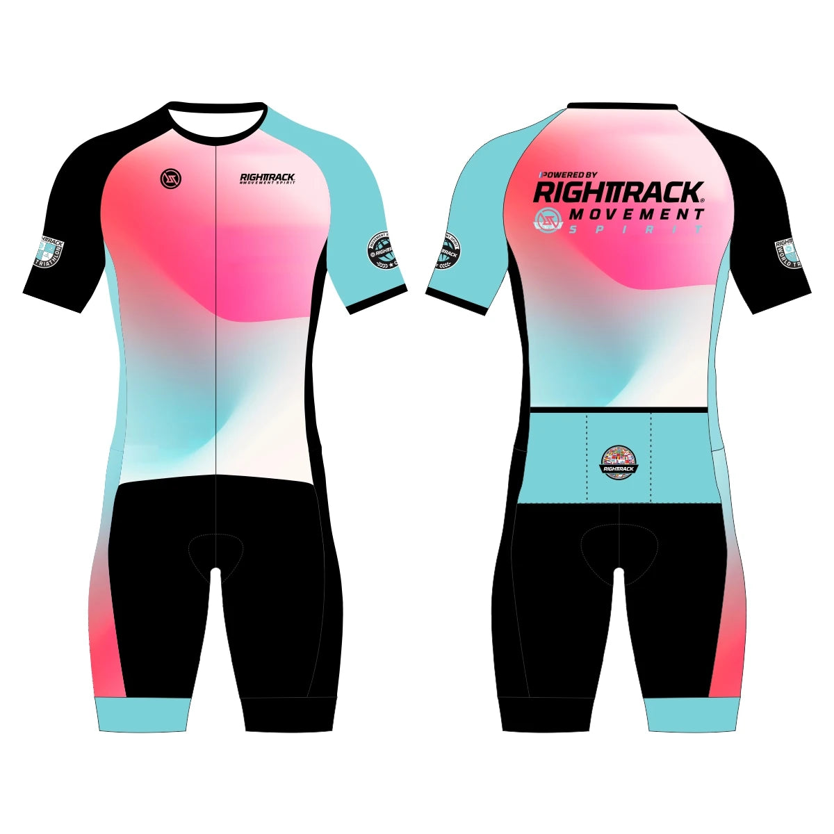 RIGHTTRACK Trisuit Men's Summer Triathlon Race Short Sleeve Skinsuit Clothing Swimming Cycling Running Custom Apparel