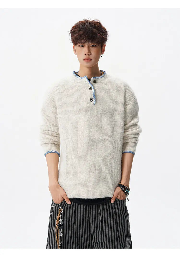 Korean Button Knit Pullover