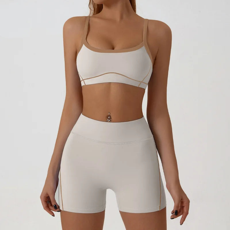 Woman Yoga Sport Outfit for Fitness Two Pieces Short Pant Sets Suits Tracksuit Sportswear Woman Gym Yoga Workout Clothes