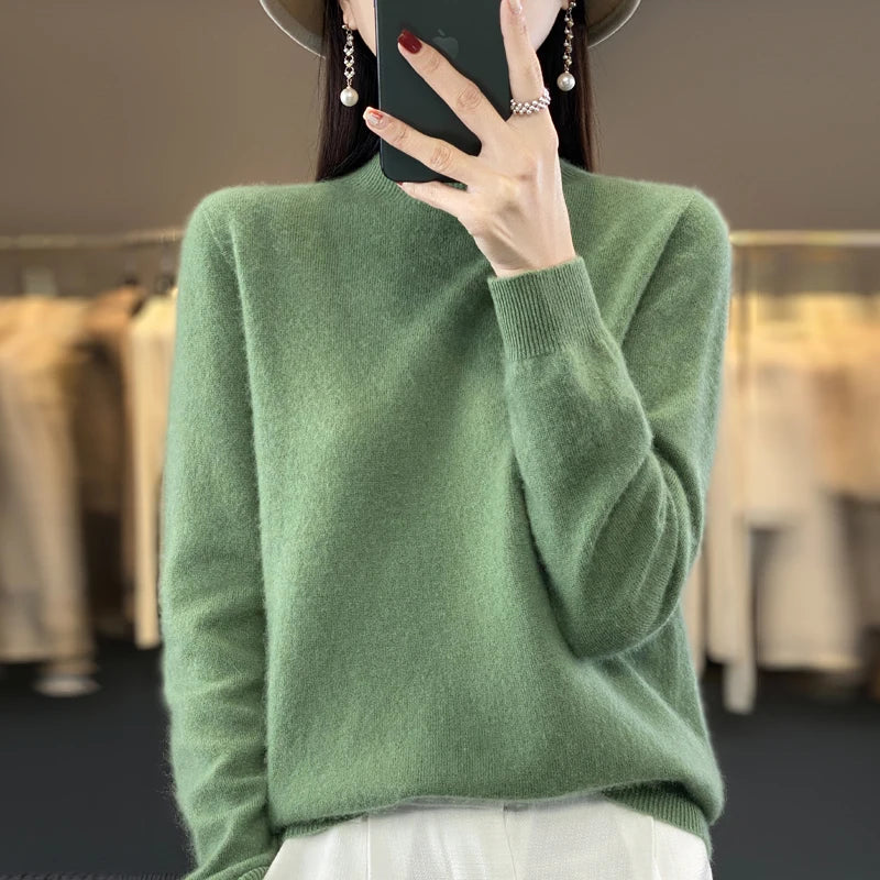 Merino Wool Mock Neck Pullover