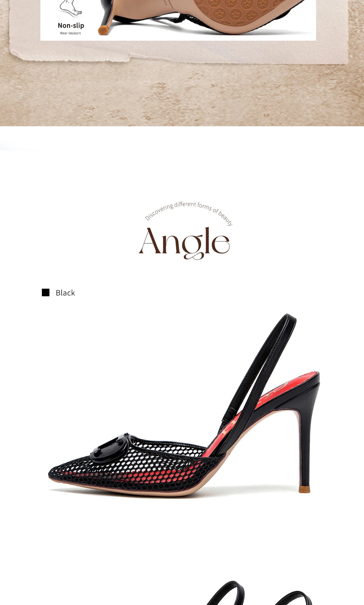 C-H Woman's High Heels  Summer Breathable Mesh Black Business Sandals 9cm For Girls