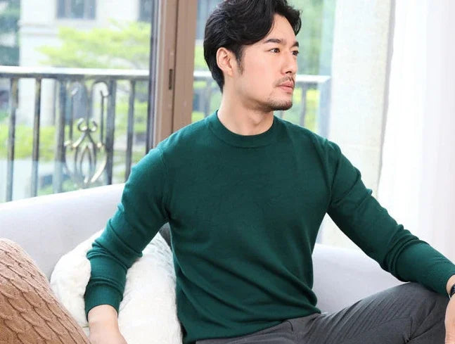 Thick Solid V-Neck Pullover