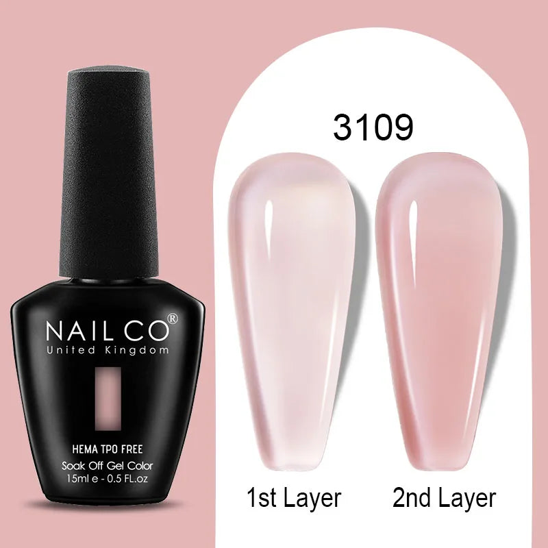 NAILCO 15ml Colorful Jelly Gel Nail Polish Gorgeous Color HEMA TPO FREE Soak Off UV LED Semi Permanent Long Wear Gel Varnish
