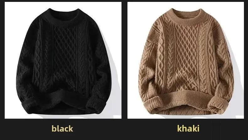 Trendy Knitted Sweater For Men Casual Round Neck Pullover Male Knitted Soft Fall Winter Fashion Long Sleeve Mens Kntwear Outwear