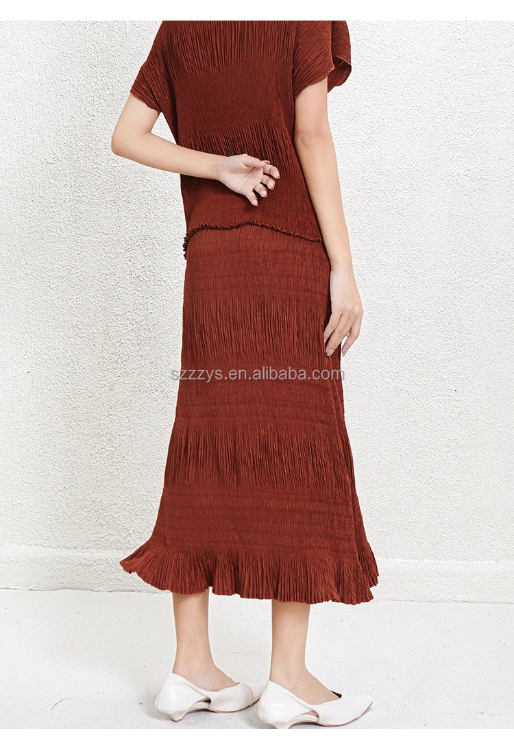 Flowy Pleated Chiffon Maxi Skirt