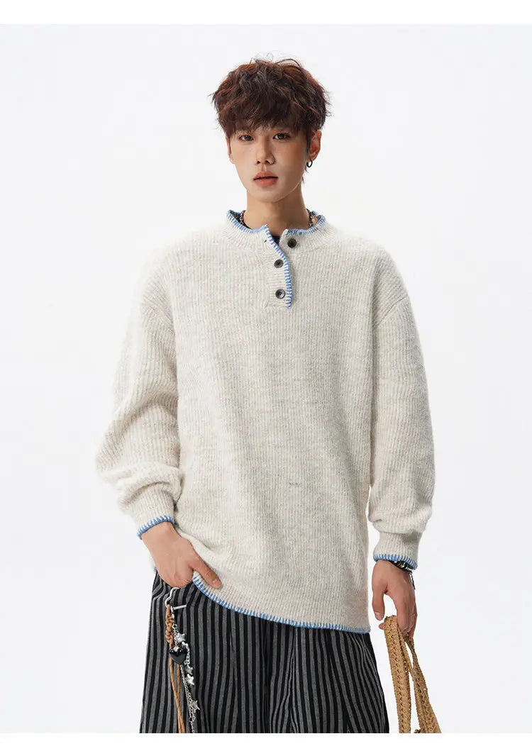 Korean Button Knit Pullover