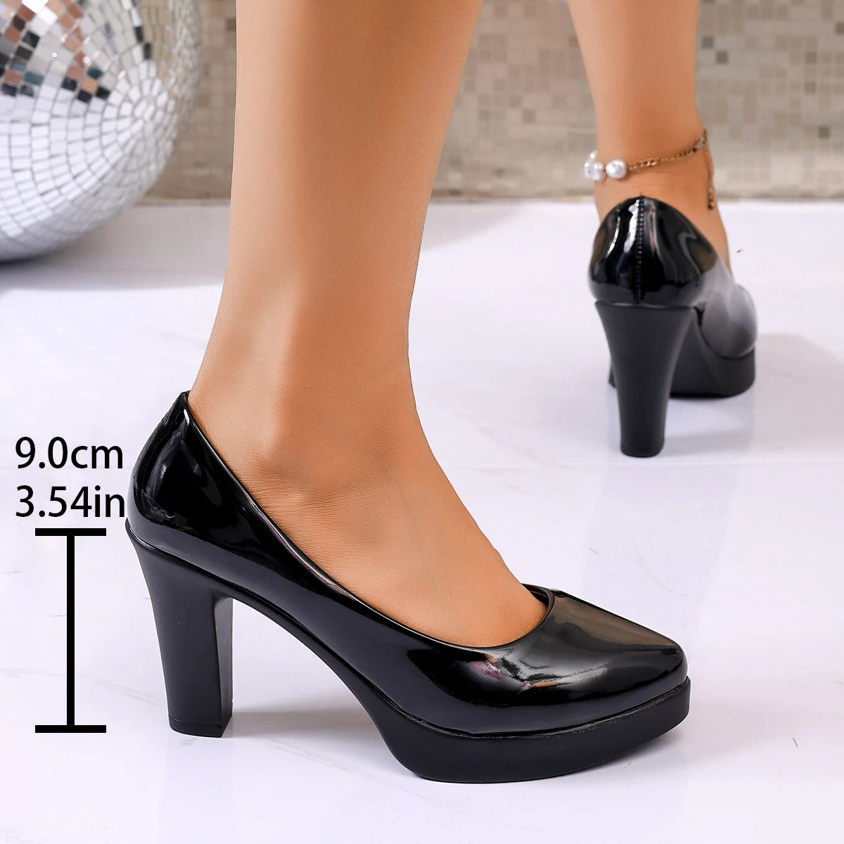 High Heels Shoes Women White Wedding Shoes Thick High Heels Fashion Party Pumps Footwear Black Red Big Size 35-42
