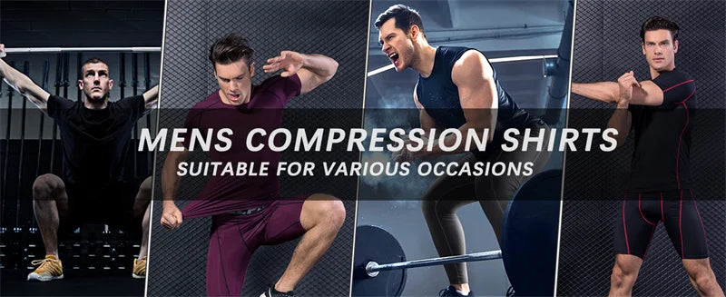 Stylish Gym Workout Compression Shirts for Men Athletic Quick Dry Tshirt Tees Running Undershirts Summer Short Sleeve Rash Guard