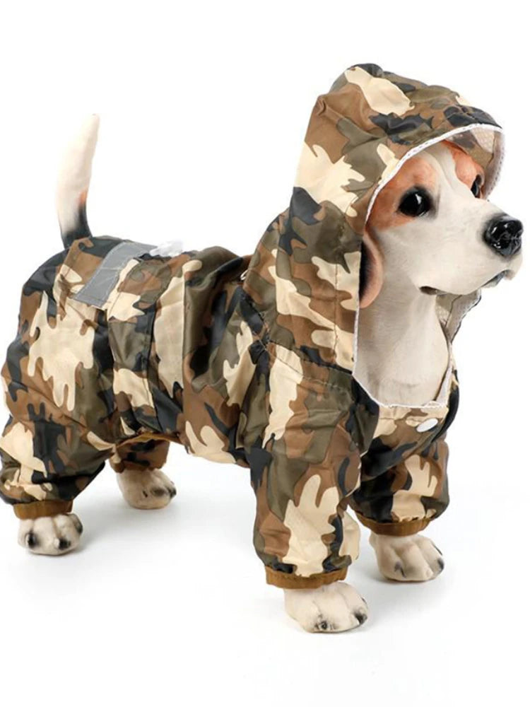 Casual Waterproof Puppy Rain Jumpsuit