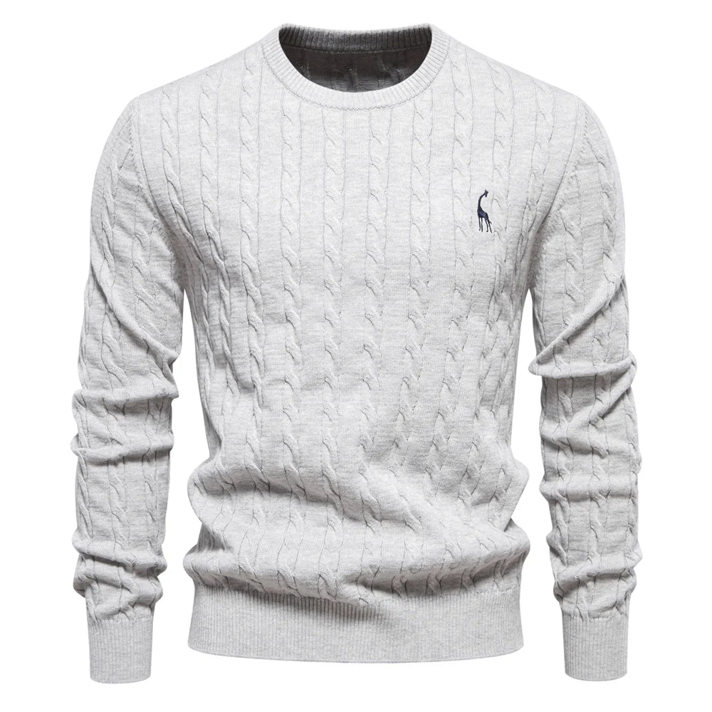 Giraffe Embroidered Knit Pullover