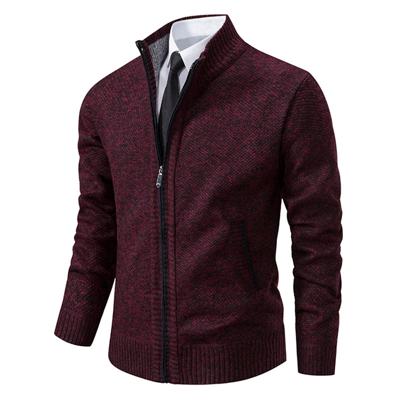 Stand Collar Fleece Zip Cardigan