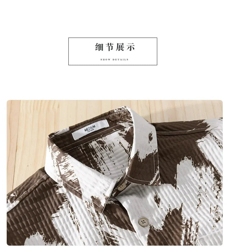 High-quality long-sleeved shirt for new autumn fashion, trendy brand, handsome business style, textured striped shirt, slim fit